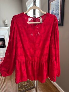 Belle Isle by Torrid Red Floral Peplum Blouse